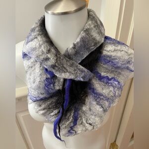 Handcrafted unique wet felted merino wool scarf/collar
